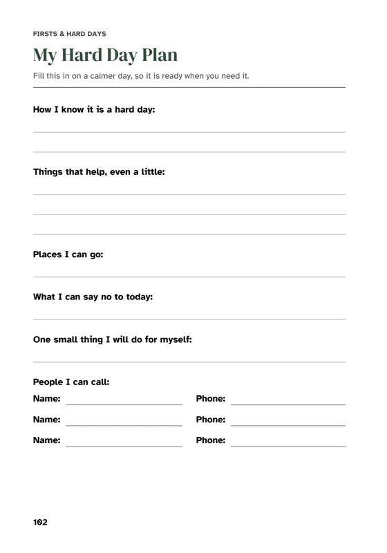 Grief Journal: My Hard Day Plan